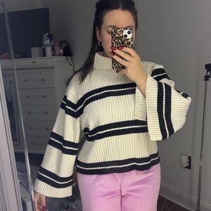 Striped Black and White Women's Sweater